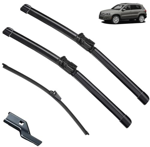 Calidad OEM Juego de limpiaparabrisas delantero y trasero de 24 21 13 para VW Tiguan 2007 2008 2009 2010 2011 2012 2013 2014 2015 2016 Ajuste perfecto para parabrisas.