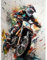 Artery8 Motocross Racer Paint Splat Action Shot Portrait Unframed Wall Art Print Poster Home Decor Premium