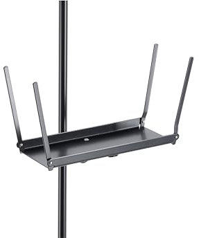 K&M 13105 Music Tray Black Aluminium with 9 cm x 24 cm Surface with 4 Folding Struts – Can be Clamped to Tubes up to Diameter 3 cm