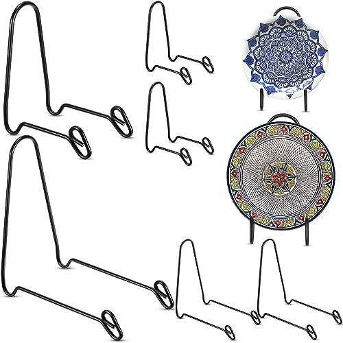 Blulu 6 Stück Schüsselständer für Ausstellung, Eisenschüssel-Präsentationsständer, groß, mittelgroß, tief, Schüsseln, Platten und Geschirr, Metallständer, Geschirrständer, Schalenhalter