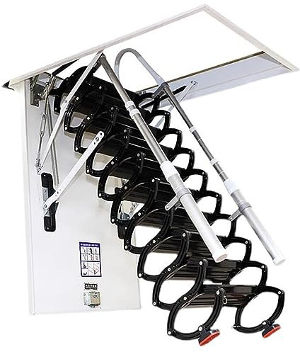 Klappleiter für den Innenbereich Ausfahrbare Treppe Bodentreppe, Herunterziehbare Deckenklappleiter mit Teleskoparmen, Bodentreppe Scherentreppe,B-70x120cm/27.5x47in