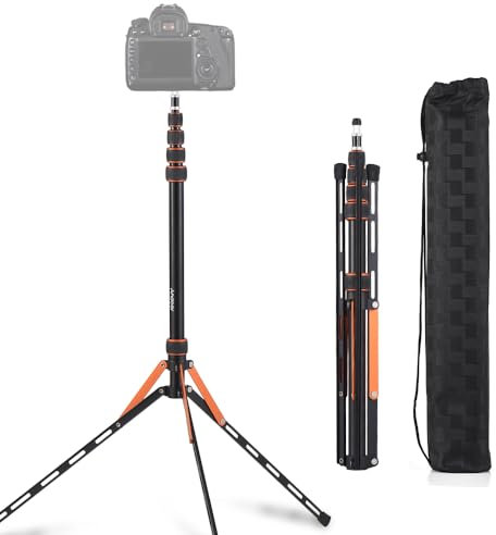 Andoer Treppiede per lampada, pieghevole, leggero, compatto, leggero, con vite da 1/4 e 3/8, compatibile con anelli cardanici per fotocamera, luce LED, capacità di carico 5 kg