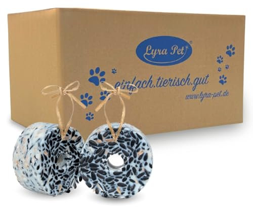 Lyra Pet® 12 pcs. Anneau géant avec graines de Tournesol | 200 g de Nourriture pour Oiseaux Riche en Graisses à Suspendre | Source d'énergie pour Les Oiseaux Sauvages | Idéal pour Balcon & terrasse
