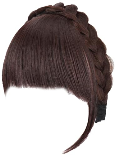 Stirnband Mit Pony Perücken Mit Pony Flauschiger Vorderer Fake Pony Synthetische Geflochtene Stirnband Perücke Mit Pony Rutschfeste Stirnband Haarverlängerungen Dunkelbraun