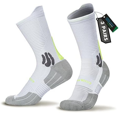 BRISIRA 3 Paar Bambus Kompressionssocken Herren & Damen Fußgewölbestützung | Laufsocken & Wandersocken mit Fersenpolster, Anti-Blasen, Belüftungsnetz, Größen 35-51 für Sport, Arbeit & Reisen