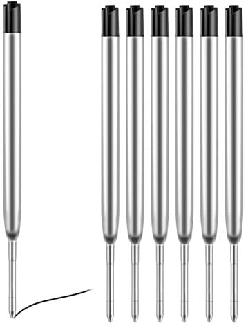 Packung mit 6 Gelminen für Kugelschreiber, kompatibel mit Parker, Nachfüllstift 0,5 mm, feine Spitze, Nachfüllminen für Kugelschreiber, austauschbare Nachfüllminen (schwarz)