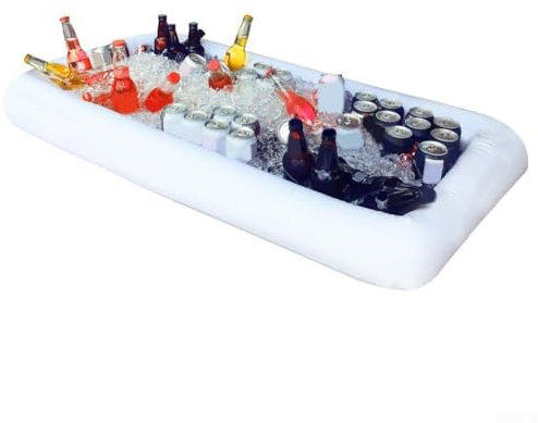 HEIBTENY Inflatable Ice Buffet Bar with Drain 125 x 62 x 12 cm White Ice Bar PVC Water Party Inflatable Drinks Ice Trough Beer Salad Ice Bucket Ice Buffalo Buffalo, 3A2PA7PDV4HVY0BCM59EGY3953