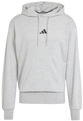 Adidas Uomo Essentials Feelcozy French Terry Hoodie, Medium Grey Heather/Black, M