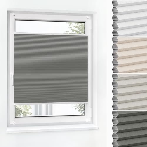 Jalousiescout Wabenplissee ohne Bohren Verdunklung—Thermo plissee Klemmfix Zweifarbig 65x190cm grau-Weiß, Sonnen-, Sicht- & Hitzeschutz Jalousie verdunklung für Fenster & Tür