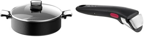 Tefal Unlimited On Sauteuse 28 cm, Résiste aux rayures, Revêtement antiadhésif, Thermo-Signal™ & Ingenio Poignée amovible noire, Empilable, Verrouillage sécurité 3 points