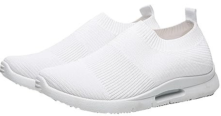 Generisch Zapatos de lona para hombre sin cordones, ligeros, transpirables, zapatillas casuales con suela suave Zapatos de hombre blancos, Blanco, 42 EU