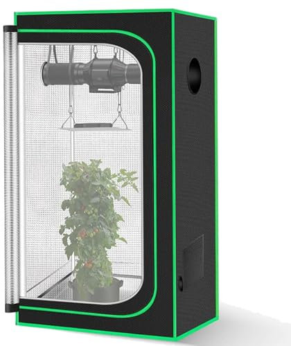 Growzelt 60x60, Grow Tent mit Abnehmbaren Boden Tablett,Homebox -Lichtdicht und Wasserdicht, Grow Tent Ohne Sichtfenster, 60x60 Growzelt für Homegrowing, Growset, Growschrank.