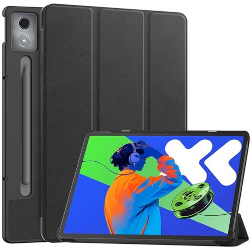 zZjoOoj Hülle Kompatibel mit Lenovo Idea Tab Pro 12.7 Zoll 2025 Tablet, Ultra Dünn Case mit Standfunktion Auto Sleep Wake Up Funktion für Lenovo Idea Tab Prol, Schwarz