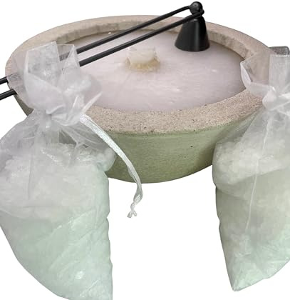 WeberHomemade Wachsfresser Kerzenfresser Geschenkset Schmelzlicht mit Dauerdocht & Dochthalter Beton Feuerschale Schmaler Rand Ø 24 cm Nachhaltige & Wiederbefüllbare Beton-Kerze