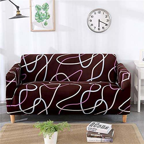 Sofa überwurf Retro Rote Linien Sofa überzug Stretch Sofahusse Sofabezug Ecksofa mit Elastischen Boden Sofabezug L Form Universal Couchbezug Waschbar Couch überzug 4 Sitzer