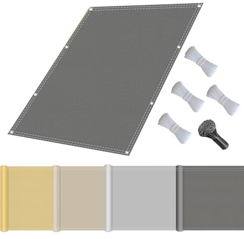 Sonnensegel mit Befestigungsseile, Sonnenschutz Wasserdicht, UV-Schutz Windschutz, Sonnensegel Polyester Rechteckig Reißfest mit ösen Seil für Garten Terrasse Balkon, Camping-1.5x2m-Dunkelgrau