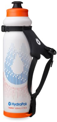 HydraPak Tempo Pro Quetschflasche für Training und Renntag, 525 ml, mit abnehmbarem Gurt (525 ml), Weiß