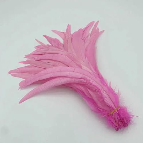 Venta al por mayor de plumas de cola de gallo naturales de 25 a 45 cm/10 a 18 pulgadas, 100 unidades, plumas amarillas, negras y rojas, accesorios de ropa para fiestas, color rosa, 16 a 18 pulgadas,