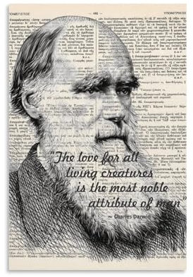 Charles Darwin Zitat, Charles Darwin Druck, Darwin Poster, Charles Darwin Art, Darwin Wandkunst, Wissenschaft, Biologie, Tierliebe Posterdruck für Teenager, Jungen, Zimmer, Wandkunst, Leinwand,