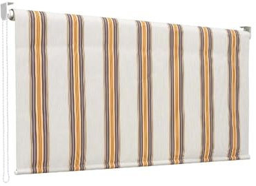 Tenda da Sole a Caduta 150x250 cm con Rullo in Alluminio, Parasole Esterno a Righe Beige, Attacco Soffitto Incluso