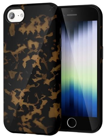 Svanove Tortoise Shell Phone Case for iPhone SE 2nd 3rd Generation Case Girly, Cute Tortoise Case for Women, Luxury Trendy Retro Amber Pattern Animal Print Design, Aesthetic Turtle Hard Shell Cover