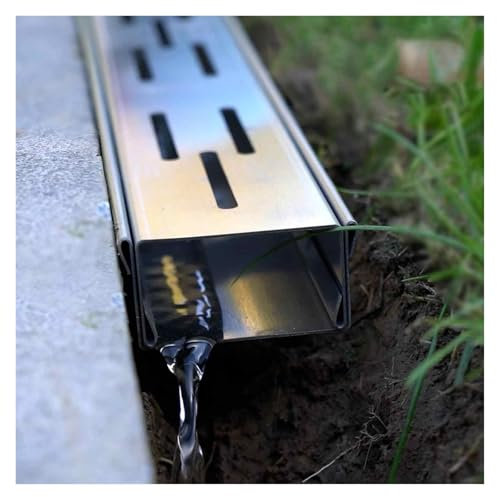 Mini-Graben-Ablaufsystem aus Edelstahl für Sturm, Außenbereich, schmal, für Garten, Hof, Entwässerung, Regenrinne, Wasserumleiter, ideal für Regen, Schnee, Blätter, Schmutz, Pflastersteine, 10 x 3 cm,