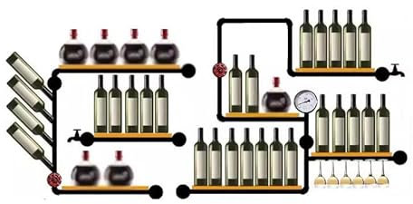 huanglyc-232 Weinregal Weinkühler im Industriestil, Weinregal aus Eisen, Wasserbutler, Wandmontage, dekoratives Wandregal, kreativ Flaschenregal