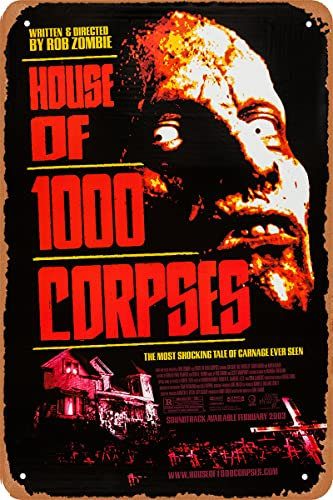 Horror-Film-Poster House of 1000 Corpses Metall-Blechschild Vintage-Stil Blechschild für Bars, Restaurants, Pubs, 20,3 x 30,5 cm