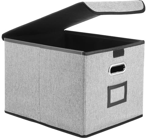JIANTA Caja de Archivo Colgante A4, Caja de Almacenamiento con Tapa - Almacenamiento de Documentos, Cajas de Archivo (Gris)