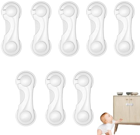 8 PCS Cupboard Locks for Children, childproof Cupboard Locks, Wardrobe Locks, Child Lock for cupboards, for Kitchen Cabinets, Drawer Door, Fridge(White)