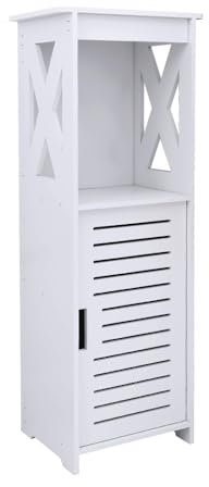 VIIROUD Petit Meuble de Rangement pour Toilettes, Support pour Papiers Toilettes, Colonne, Armoire de Salle de Bain, Placard, Étagère Réglable, Pieds Résistant à l’Eau,26 * 20 * 75cm-Blanc