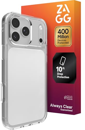 ZAGG Crystal Palace Lite Case for iPhone 17 Pro Max - Clear, Drop Protection (10ft/3m), Ultra-Slim & Lightweight, Sleek & Minimalistic Phone Case with Transparent Design, Anti-Yellowing Technology