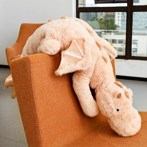 Jokapy 70-150 cm Kuscheltier Drache, Plüschtier Schlafkissen Große Weiche Lange, Riesige Plüschtier Flauschiger Kissen Geschenk für Kinder Freundin (Rosa, 90cm)