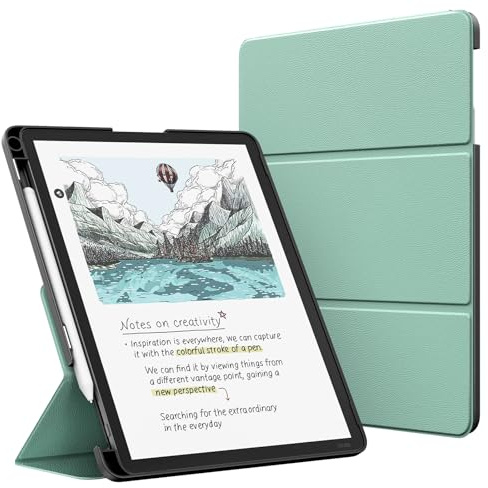 MoKo Stand Case for 11 Kindle Scribe 3rd& Colorsoft 2025, Agave Green | Premium Leather Trifold Stand Cover with Pen Slot, Auto Sleep/Wake,Water Proof