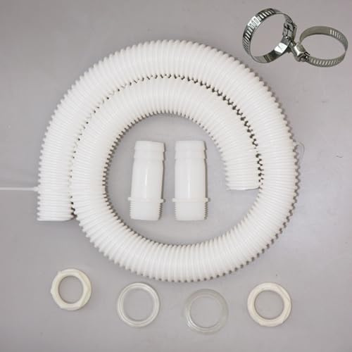 MoSundi Regentonnen-Anschluss-Set, 32 mm, Regenspeicher, Gartenbewässerungssystem mit Schlauchschellen und Dichtungsringen, weißer Kunststoff