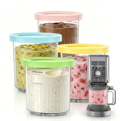 Pack de 4 Tarrinas para Creami Deluxe NC501 y NC500, 710ml (24oz) Recipientes de Repuesto con Tapas Herméticas, Sin BPA y Apto para Lavavajillas, Accesorios Heladera