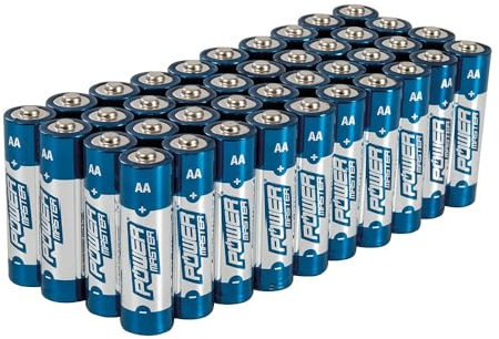 Powermaster AA Super Alkaline Batteries – 40 Pack LR6 High Performance Long Lasting Power (827540)