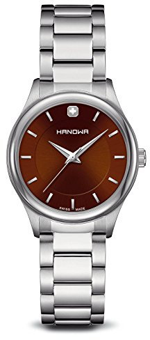 Hanowa Damenuhr mit Edelstahl Glieder Armband Swiss Made Braunes Zifferblatt 16-7041.04.005