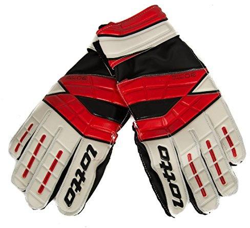 Lotto Handschuhe Mann Herr Football Fußball Artikel Q1029 GLOVE GRIPSTER GK800 II, White/Risk red, Size 8.0