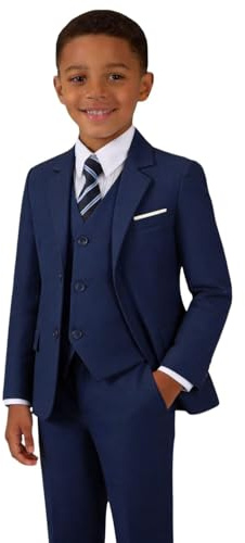 Addneo Suits for Boys Navy Blue Graduation Suits for Kids with White Dress Shirt and Tie Size 2T