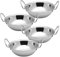 Kosma Set of 4 Stainless Steel Serving Balti Dish - 15cm | Metal Balti Bowl with Handle | Indian Serving Dish