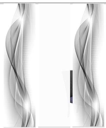 HOME WOHNIDEEN 3er-Set Schiebegardinen NEBLANA, blickdichter Dekostoff, 245 x 60 cm, Farbe:grau