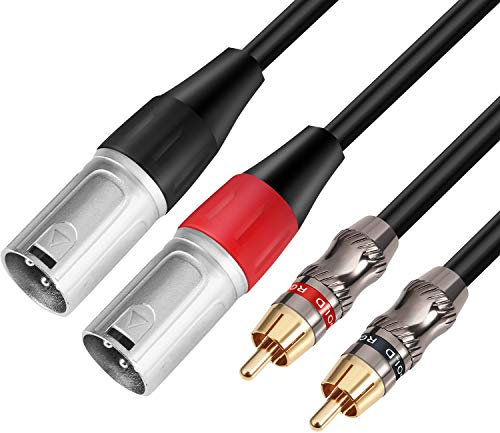 Devinal XLR to RCA Stereo Interconnect Cable, Heavy Duty Dual XLR Male to Dual RCA/Phono Audio HiFi Cord, 2 XLR to 2 RCA Interconnect Lead Patch Wire Adapter 6.6FT