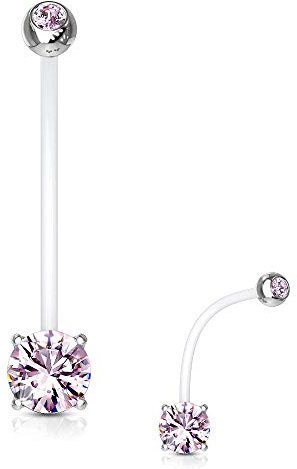 Treuheld® Schwangerschaftspiercing mit Kristall | 3 Farben [2.] - pink