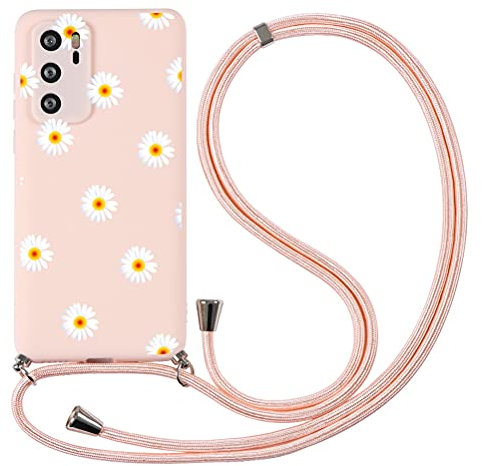 Yoedge Coque Collier pour Huawei P20 Lite 2018 Cordon Rose Silicone Motif, Etui Housse avec Cordon Réglable Téléphone Lanyard Case pour Huawei P20 Lite 5,84 Antichoc Collier Cover, Marguerite 1