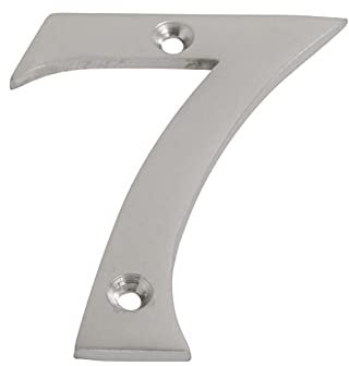 SISI UK® Satin Chrome Front House Door Numbers & Letters 3'' with Screws (Number 7)