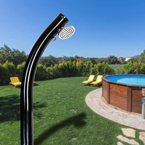 Mauk® Solardusche Camping Gartendusche | Pooldusche mit Wasserhahn & Thermometer | 18 Liter Schwarz