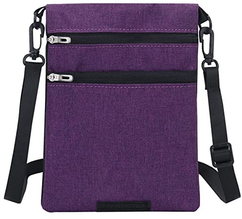ihreesy Sac Bandoulière pour Téléphone Portable, Pochette de Voyage Étanche Pochette Tour de Cou Voyage en Nylon Grande Capacité Pochette à Bandoulière pour Document Voyage,Téléphone,Passeport,Violet