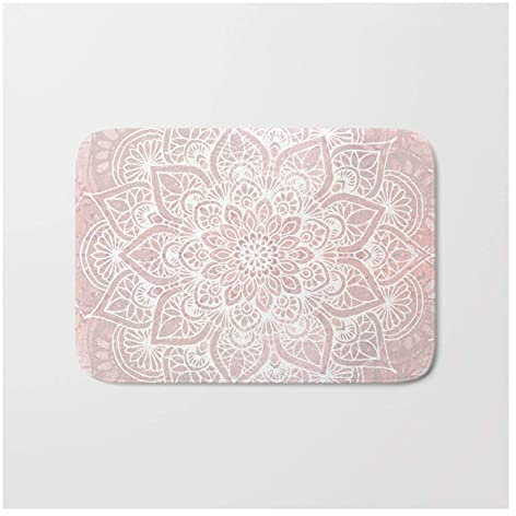 Door Mats Mandala Yoga Love Blush Pink Flower Floor Mat Heavy Duty Welcome Door Mat Durable Bath Mat For Garden Outdoor Hallway 40X60Cm