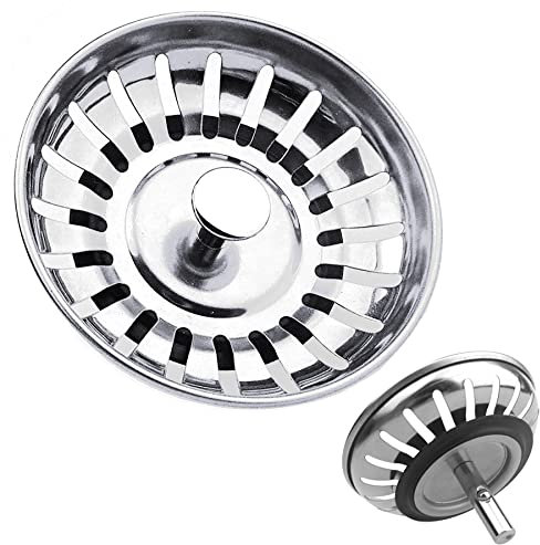 Tomario Kitchen Sink Strainer Plug Stainless Steel Thicken for Kitchen Sink, Hole Diameter 78mm 79mm 82mm 84mm (Silver-1 Pack, 80mm)